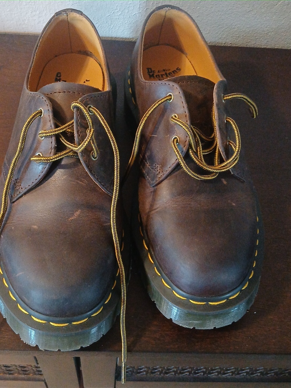 Dr. Martens La004 Platform Casual  Brown Shoe with Yellow Insole